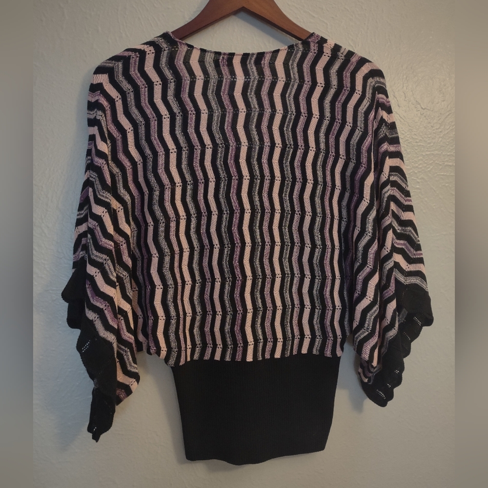 Y2K Rampage Clothing Co. Vintage 90s Zigzag Black Pink Sweater Top Size M - Picture 10 of 13
